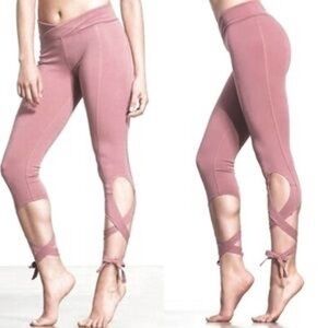 NWT Free People Leggings Yoga Dance Ballet Cross Waist Boho Pink Mauve Medium